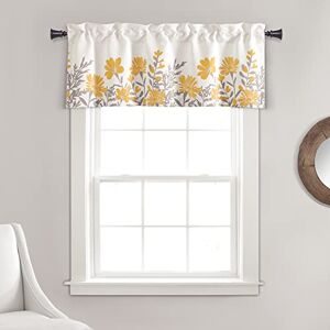 Lush Decor Aprile Light Filtering Window Curtain Valance, 18" L x 52" W, Yellow & Gray Lush Decor Aprile Light Filtering Window Curtain Valance, 18" L x 52" W, Yellow & Gray