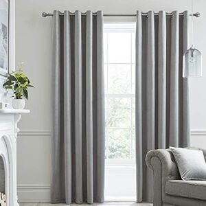Laurence Llewelyn-Bowen Montrose Blackout, W90 x L72 (229 x 183cm), Velvet Living Room & Bedroom, Thermal/Eyelet Curtains, Suede, Silver/Light Grey Laurence Llewelyn-Bowen Montrose Blackout, W90 x L72 (229 x 183cm), Velvet Living Room & Bedroom, Thermal/Eyelet Curtains, Suede, Silver/Light Grey