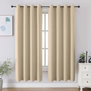 CUCRAF Light Beige Blackout Curtains 63 inch Length 2 Panels Set, Room Darkening Drapes for Living Room Bedroom, Thermal Insulated Light Blocking Grommet Window Curtain (W52 x L63 Inch) CUCRAF Light Beige Blackout Curtains 63 inch Length 2 Panels Set, Room Darkening Drapes for Living Room Bedroom, Thermal Insulated Light Blocking Grommet Window Curtain (W52 x L63 Inch)