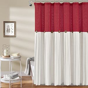 Lush Decor Linen Button Shower Curtain, 72" x 72", Red & White Lush Decor Linen Button Shower Curtain, 72" x 72", Red & White