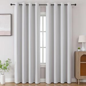 CUCRAF Grayish White Blackout Curtains 63 inch Length 2 Panels Set, Room Darkening Drapes for Living Room Bedroom, Thermal Insulated Light Blocking Grommet Window Curtain (W52 x L63 Inch) CUCRAF Grayish White Blackout Curtains 63 inch Length 2 Panels Set, Room Darkening Drapes for Living Room Bedroom, Thermal Insulated Light Blocking Grommet Window Curtain (W52 x L63 Inch)