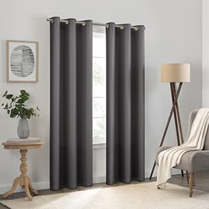 Eclipse Kendall Solid Textured Blackout Thermal Insulated Lining Grommet Window Curtain for Bedroom (1 Panel), 42 in x 54 in, Charcoal Eclipse Kendall Solid Textured Blackout Thermal Insulated Lining Grommet Window Curtain for Bedroom (1 Panel), 42 in x 54 in, Charcoal
