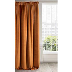 Eurofirany Soft Plain Opaque Velvet Curtain with Rufflette Tape For Rail 1 Unit, Thick Fluffy Panel Drape Classic Glamour Elegant Living Room Bedroom, W55'' x L106'', 140x270 cm, Rust Brown Eurofirany Soft Plain Opaque Velvet Curtain with Rufflette Tape For Rail 1 Unit, Thick Fluffy Panel Drape Classic Glamour Elegant Living Room Bedroom, W55'' x L106'', 140x270 cm, Rust Brown