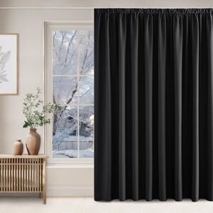 NICETOWN Black Curtains for Large Windows Opaque Curtains with Ruffle Tape Living Room Thermal Curtain Heat Protection Set of 1 240 x 300 cm (H x W) NICETOWN Black Curtains for Large Windows Opaque Curtains with Ruffle Tape Living Room Thermal Curtain Heat Protection Set of 1 240 x 300 cm (H x W)