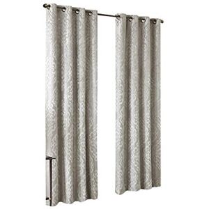 Sun Mirage 100% Total Blackout Single Window Curtain, Knitted Jacquard Damask Room Darkening Curtain Panel with Grommet Top, 50 x 84 in, Silver Sun Mirage 100% Total Blackout Single Window Curtain, Knitted Jacquard Damask Room Darkening Curtain Panel with Grommet Top, 50 x 84 in, Silver