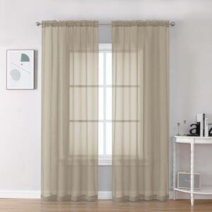 Chyhomenyc Taupe Sheer Curtains 84 Inch Length 2 Panels, Light Filtering Soft Airy Voile Rod Pocket Sheer Window Drapes for Bedroom Living Room, Each 42Wx84L Inches Chyhomenyc Taupe Sheer Curtains 84 Inch Length 2 Panels, Light Filtering Soft Airy Voile Rod Pocket Sheer Window Drapes for Bedroom Living Room, Each 42Wx84L Inches