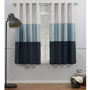 Exclusive Home Chateau Striped Faux Silk Grommet Top Curtain Panel Pair, 54"x63", Indigo Exclusive Home Chateau Striped Faux Silk Grommet Top Curtain Panel Pair, 54"x63", Indigo