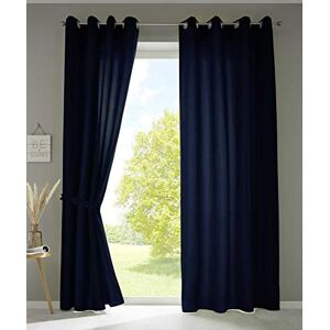 Gardinenbox Berlin 20405N2 Curtains with Eyelets 245 x 140 cm Dark Blue Opaque Microsatin Translucent Plain Matt Set of 2 Gardinenbox Berlin 20405N2 Curtains with Eyelets 245 x 140 cm Dark Blue Opaque Microsatin Translucent Plain Matt Set of 2
