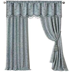 Elrene Home Fashions 26865901467 Blackout Energy Efficient Room Darkening Rod Pocket Window Curtain Drape Regal Jacquard Woven, 52" x 84", Blue, Fabric, 52 in x 84 in (1 panel) Elrene Home Fashions 26865901467 Blackout Energy Efficient Room Darkening Rod Pocket Window Curtain Drape Regal Jacquard Woven, 52" x 84", Blue, Fabric, 52 in x 84 in (1 panel)