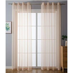 Gardinenbox Pack of 2 Eyelet Curtains Transparent Curtain Set Living Room Voile Eyelet Curtain Lead Tape Closure 100% Polyester Sand H 245 x W 140 cm Gardinenbox Pack of 2 Eyelet Curtains Transparent Curtain Set Living Room Voile Eyelet Curtain Lead Tape Closure 100% Polyester Sand H 245 x W 140 cm