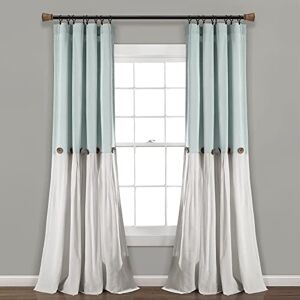 Lush Decor Linen Button Window Curtain Panel, Single, 40" W x 108" L, Blue & White Country Curtains Rustic Decor Color Block Modern Farmhouse Curtains For Living Room, Bedroom & Dining Room Lush Decor Linen Button Window Curtain Panel, Single, 40" W x 108" L, Blue & White Country Curtains Rustic Decor Color Block Modern Farmhouse Curtains For Living Room, Bedroom & Dining Room
