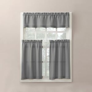 No. 918 Martine Microfiber Semi-Sheer Rod Pocket Kitchen Curtain Valance and Tiers Set, 54" x 36", Gray No. 918 Martine Microfiber Semi-Sheer Rod Pocket Kitchen Curtain Valance and Tiers Set, 54" x 36", Gray