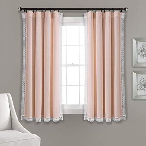Lush Decor Rosalie Light Filtering Window Curtain Panel Set- Pair- Vintage Farmhouse & French Country Style Curtains Timeless Dreamy Drape Romantic Lace Trim 54" W x 84" L, Blush Lush Decor Rosalie Light Filtering Window Curtain Panel Set- Pair- Vintage Farmhouse & French Country Style Curtains Timeless Dreamy Drape Romantic Lace Trim 54" W x 84" L, Blush