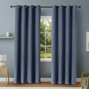 Amazon Basics 100% Blackout Eyelet Curtains, 2 Panels, 132 x 244 cm, Navy Amazon Basics 100% Blackout Eyelet Curtains, 2 Panels, 132 x 244 cm, Navy