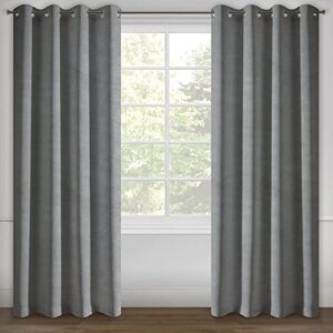 Eurofirany Berfu Blackout Velvet Eyelet Curtain Trendy Elegant Bedroom Living Room Graphite 140 x 250 cm Eurofirany Berfu Blackout Velvet Eyelet Curtain Trendy Elegant Bedroom Living Room Graphite 140 x 250 cm
