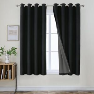 Joydeco Blackout Curtains 63 Inches Long 2 Panels Burg, Room Darkening Curtains for Bedroom, 100% Black Out Textured Thermal Drapes Privacy Protection 2 Panels Set(W52 x L63 Inch, Black) Joydeco Blackout Curtains 63 Inches Long 2 Panels Burg, Room Darkening Curtains for Bedroom, 100% Black Out Textured Thermal Drapes Privacy Protection 2 Panels Set(W52 x L63 Inch, Black)