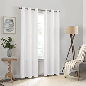 Eclipse Kendall Solid Textured Blackout Thermal Insulated Lining Grommet Window Curtain for Bedroom (1 Panel), 42 in x 63 in, White Eclipse Kendall Solid Textured Blackout Thermal Insulated Lining Grommet Window Curtain for Bedroom (1 Panel), 42 in x 63 in, White