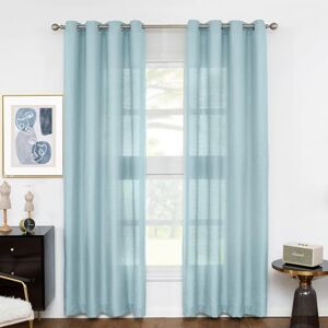 Melodieux Blue Semi Sheer Curtains 96 Inches Long for Living Room Bedroom Flax Linen Grommet Voile Drapes, 52 by 96 Inch (2 Panels) Melodieux Blue Semi Sheer Curtains 96 Inches Long for Living Room Bedroom Flax Linen Grommet Voile Drapes, 52 by 96 Inch (2 Panels)