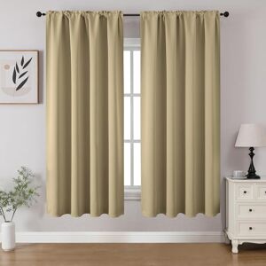 CUCRAF Beige Blackout Curtains 54 inch Length 2 Panels Set, Rod Pocket Room Darkening Drapes for Bedroom Living Room, Insulated Thermal Light Blocking Window Curtain (W52 x L54 Inch) CUCRAF Beige Blackout Curtains 54 inch Length 2 Panels Set, Rod Pocket Room Darkening Drapes for Bedroom Living Room, Insulated Thermal Light Blocking Window Curtain (W52 x L54 Inch)