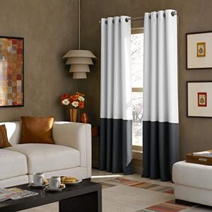 Curtainworks Kendall Color Block Grommet Curtain Panel, 120 inch, White Curtainworks Kendall Color Block Grommet Curtain Panel, 120 inch, White