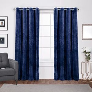 Exclusive Home Curtains Velvet Grommet Top Panel Pair, Navy Blue, 54x96, 2 Piece Exclusive Home Curtains Velvet Grommet Top Panel Pair, Navy Blue, 54x96, 2 Piece
