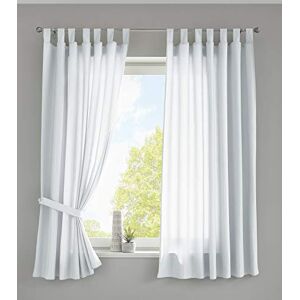 Gardinenbox Set of 2 Curtains with Loops, Opaque, Microsatin, Translucent, Ruffle Tape, Plain Matt, 100% Polyester, White, H x W 175 x 140 cm Gardinenbox Set of 2 Curtains with Loops, Opaque, Microsatin, Translucent, Ruffle Tape, Plain Matt, 100% Polyester, White, H x W 175 x 140 cm