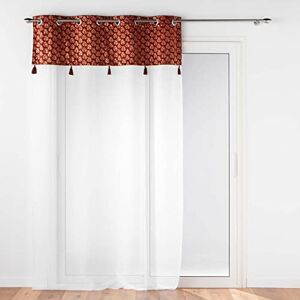 Douceur d'Intérieur , Evie Eyelet Curtain 140 x 280 cm Bordeaux Sandblasted with Top Velour and Pompom Douceur d'Intérieur , Evie Eyelet Curtain 140 x 280 cm Bordeaux Sandblasted with Top Velour and Pompom