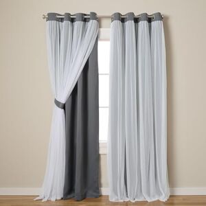 Luxe Exclusive Home Catarina Layered Solid Room Darkening Blackout and Sheer Grommet Top Curtain Panel Pair, 52x120, Black Pearl Luxe Exclusive Home Catarina Layered Solid Room Darkening Blackout and Sheer Grommet Top Curtain Panel Pair, 52x120, Black Pearl