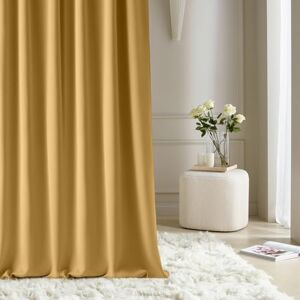 ROOM99 Curtain with ruffle tape, Aura 140 x 240 cm, width x height, sliding curtains, modern curtain, living room, bedroom, mustard, 1 piece ROOM99 Curtain with ruffle tape, Aura 140 x 240 cm, width x height, sliding curtains, modern curtain, living room, bedroom, mustard, 1 piece