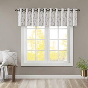 Madison Park Saratoga Window Curtain Light Filtering Fretwork Print 1 Panel Grommet Top Drapes/Valance for Living Room Bedroom and Dorm, 50x18, Ivory Madison Park Saratoga Window Curtain Light Filtering Fretwork Print 1 Panel Grommet Top Drapes/Valance for Living Room Bedroom and Dorm, 50x18, Ivory