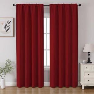 CUCRAF Red Blackout Curtains 84 inch Length 2 Panels Set, Rod Pocket Room Darkening Drapes for Bedroom Living Room, Insulated Thermal Light Blocking Window Curtain (W52 x L84 Inch) CUCRAF Red Blackout Curtains 84 inch Length 2 Panels Set, Rod Pocket Room Darkening Drapes for Bedroom Living Room, Insulated Thermal Light Blocking Window Curtain (W52 x L84 Inch)