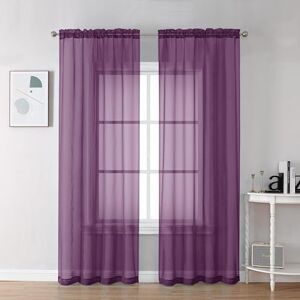 Chyhomenyc Plum Sheer Curtains, 84 inches Long 2 Panels Set, Rod Pocket Voile Drapes for Living Room Bedroom, 2PCS, Each 42 W x 84 L Chyhomenyc Plum Sheer Curtains, 84 inches Long 2 Panels Set, Rod Pocket Voile Drapes for Living Room Bedroom, 2PCS, Each 42 W x 84 L