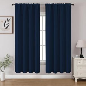 CUCRAF Navy Blue Blackout Curtains 63 inch Length 2 Panels Set, Rod Pocket Room Darkening Drapes for Bedroom Living Room, Insulated Thermal Light Blocking Window Curtain (W52 x L63 Inch) CUCRAF Navy Blue Blackout Curtains 63 inch Length 2 Panels Set, Rod Pocket Room Darkening Drapes for Bedroom Living Room, Insulated Thermal Light Blocking Window Curtain (W52 x L63 Inch)