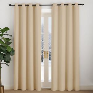 NICETOWN Opaque Beige Curtains, 220 cm Long, Thermal Protection Curtain, Opaque Curtains with Eyelets, Living Room, Modern Over Curtains, Set of 2, Biscotti Beige, H 220 x W 140 cm NICETOWN Opaque Beige Curtains, 220 cm Long, Thermal Protection Curtain, Opaque Curtains with Eyelets, Living Room, Modern Over Curtains, Set of 2, Biscotti Beige, H 220 x W 140 cm