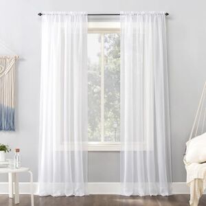 No. 918 Emily Voile Sheer Rod Pocket Curtain Panel, 59" x 120", White No. 918 Emily Voile Sheer Rod Pocket Curtain Panel, 59" x 120", White