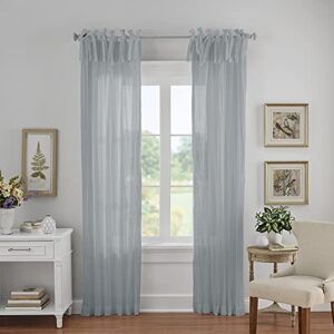 Elrene Home Fashions Crushed Semi-Sheer Adjustable Tie Top Single Panel Window Curtain Drape, 52" x 95" (1, Soft Blue Elrene Home Fashions Crushed Semi-Sheer Adjustable Tie Top Single Panel Window Curtain Drape, 52" x 95" (1, Soft Blue