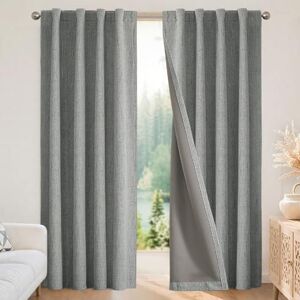 Joydeco 100% Black Out Curtains 72 inch Long 2 Panels Burg Natural Blackout Linen Drapes for Bedroom Living Room Darkening Curtain Thermal Insulated Back tab Rod Pocket(37x72 inch,Light Grey) Joydeco 100% Black Out Curtains 72 inch Long 2 Panels Burg Natural Blackout Linen Drapes for Bedroom Living Room Darkening Curtain Thermal Insulated Back tab Rod Pocket(37x72 inch,Light Grey)