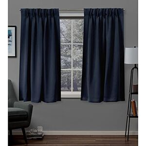 Exclusive Home Curtains Sateen Woven Blackout Pinch Pleat Top Panel Pair, Peacoat Blue, 30x63, 2 Piece Exclusive Home Curtains Sateen Woven Blackout Pinch Pleat Top Panel Pair, Peacoat Blue, 30x63, 2 Piece