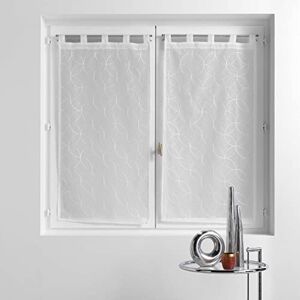 Douceur d'Intérieur 2 x 60 x 90 cm Sandblasted Embroidered Olympic White Tab Top Curtains Douceur d'Intérieur 2 x 60 x 90 cm Sandblasted Embroidered Olympic White Tab Top Curtains