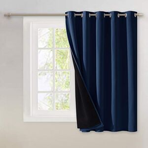 NICETOWN 100% Blackout Patio Sliding Door Curtain, Wide Lined Drape, Keep Warm Drapery, Sliding Glass Door Panel for Night Shift(Navy Blue, 1 Panel, 70 inches Wide x 63 inches Long NICETOWN 100% Blackout Patio Sliding Door Curtain, Wide Lined Drape, Keep Warm Drapery, Sliding Glass Door Panel for Night Shift(Navy Blue, 1 Panel, 70 inches Wide x 63 inches Long