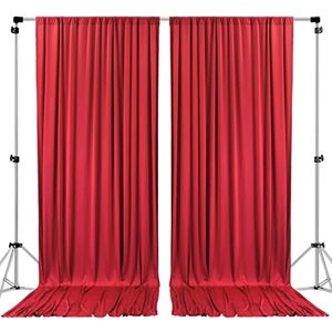 AK TRADING CO. 10 feet x 10 feet Polyester Backdrop Drapes Curtains Panels with Rod Pockets Wedding Ceremony Party Home Window Decorations RED (DRAPE-5x10-RED) AK TRADING CO. 10 feet x 10 feet Polyester Backdrop Drapes Curtains Panels with Rod Pockets Wedding Ceremony Party Home Window Decorations RED (DRAPE-5x10-RED)