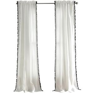 Lush Decor Pom Curtain Textured, Solid Color Vintage Chic Style Window Panel for Living, Dining Room, Bedroom (Single), Black, 50" W x 84" L Lush Decor Pom Curtain Textured, Solid Color Vintage Chic Style Window Panel for Living, Dining Room, Bedroom (Single), Black, 50" W x 84" L