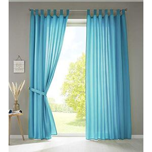 Gardinenbox Berlin 20400N2 Set of 2 Curtains Scarf Loops H x W 225 x 140 cm Turquoise Opaque Microsatin Translucent Ruffle Tape Plain Matte Gardinenbox Berlin 20400N2 Set of 2 Curtains Scarf Loops H x W 225 x 140 cm Turquoise Opaque Microsatin Translucent Ruffle Tape Plain Matte