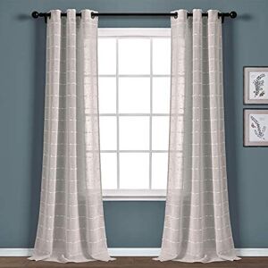 Lush Decor Farmhouse Textured Grommet Sheer Window Curtain Panel Pair, 38" W x 95" L, Gray Lush Decor Farmhouse Textured Grommet Sheer Window Curtain Panel Pair, 38" W x 95" L, Gray