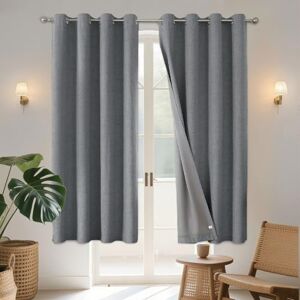 Joydeco Blackout Curtains 63 Inches Long 2 Panels Burg, Room Darkening Curtains for Bedroom, 100% Black Out Textured Thermal Drapes Privacy Protection 2 Panels Set(W52 x L63 Inch, Light Grey) Joydeco Blackout Curtains 63 Inches Long 2 Panels Burg, Room Darkening Curtains for Bedroom, 100% Black Out Textured Thermal Drapes Privacy Protection 2 Panels Set(W52 x L63 Inch, Light Grey)