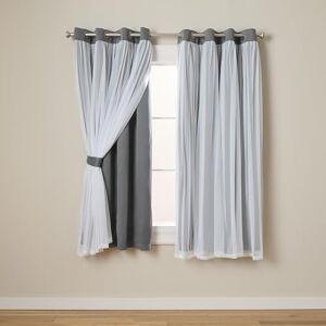 Luxe Exclusive Home Curtains Catarina Woven Blackout Grommet Top Panel Pair, Black Pearl, 52x63, 2 Piece Luxe Exclusive Home Curtains Catarina Woven Blackout Grommet Top Panel Pair, Black Pearl, 52x63, 2 Piece