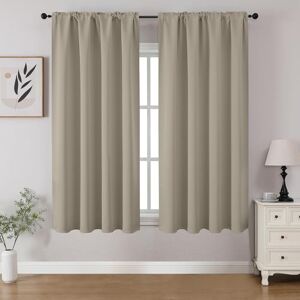 CUCRAF Light Beige Blackout Curtains 45 inch Length 2 Panels Set, Rod Pocket Room Darkening Drapes for Bedroom Living Room, Insulated Thermal Light Blocking Window Curtain (W52 x L45 Inch) CUCRAF Light Beige Blackout Curtains 45 inch Length 2 Panels Set, Rod Pocket Room Darkening Drapes for Bedroom Living Room, Insulated Thermal Light Blocking Window Curtain (W52 x L45 Inch)
