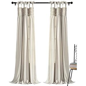 Lush Decor , Neutral Lydia Curtains Ruffle Window Panel Set for Living, Dining, Bedroom (Pair), 84” x 40 L Lush Decor , Neutral Lydia Curtains Ruffle Window Panel Set for Living, Dining, Bedroom (Pair), 84” x 40 L