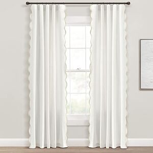 Lush Decor Coastal Chic Scallop Edge Window Curtain Panel Pair, 52" W x 84" L, Gray & Off-White Lush Decor Coastal Chic Scallop Edge Window Curtain Panel Pair, 52" W x 84" L, Gray & Off-White