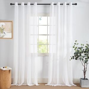NICETOWN Curtains White Transparent Living Room Curtains Transparent Set of 2 H 245 x W 140 cm Linen Look Curtain Voile White Eyelet Curtain Translucent NICETOWN Curtains White Transparent Living Room Curtains Transparent Set of 2 H 245 x W 140 cm Linen Look Curtain Voile White Eyelet Curtain Translucent